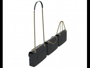 Front Logo Flap Bag Black 3D Model