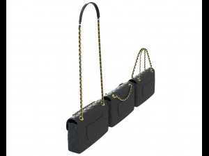 Front Logo Flap Bag Black 3D Model