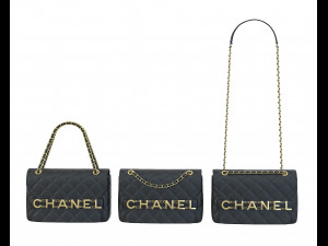 Front Logo Flap Bag Black 3D Model