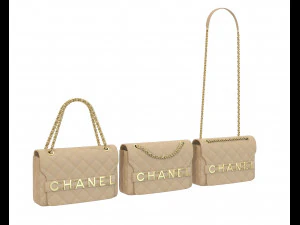 Bolsa com aba com logo frontal creme Modelo 3D