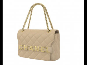 Front Logo Flap Bag Cream 3D Model