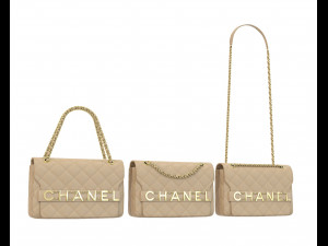 Front Logo Flap Bag Cream 3D-Modell