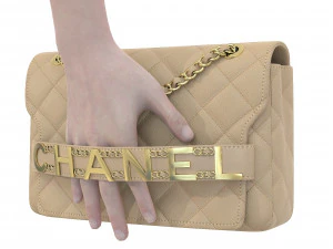 Front Logo Flap Bag Cream 3D Model