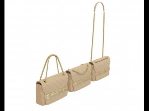 Front Logo Flap Bag Cream 3D Model