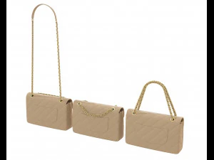 Front Logo Flap Bag Cream 3D Model