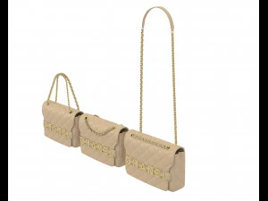 Front Logo Flap Bag Cream 3D Model