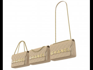 Front Logo Flap Bag Cream 3D-Modell