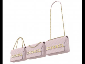 Front Logo Flap Bag Pink 3D Model