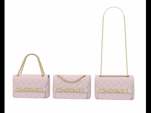 Front Logo Flap Bag Pink Modelo 3D