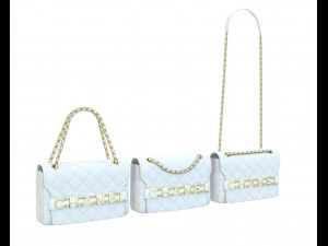 Front Logo Flap Bag White 3D Model