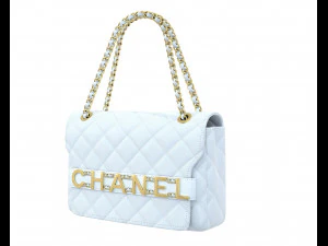 Front Logo Flap Bag White 3D Model