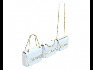 Front Logo Flap Bag White 3D Model
