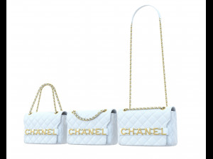 Front Logo Flap Bag White Modelo 3D
