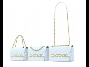 Front Logo Flap Bag White 3D Model