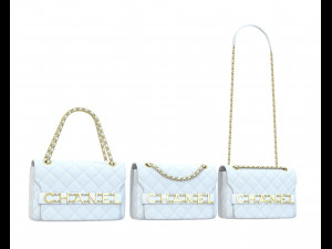 Front Logo Flap Bag White Modelo 3D