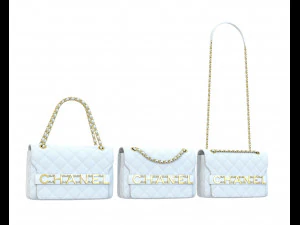 Front Logo Flap Bag White 3D Model