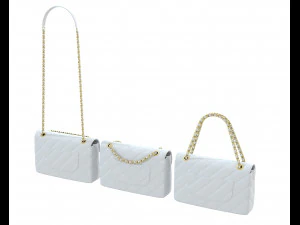 Front Logo Flap Bag White 3D Model