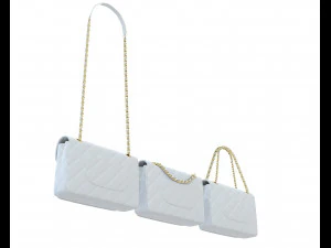 Front Logo Flap Bag White 3D Model