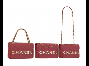 Front Logo Flap Bag Red 3D Model