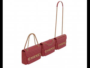 Front Logo Flap Bag Red 3D Model