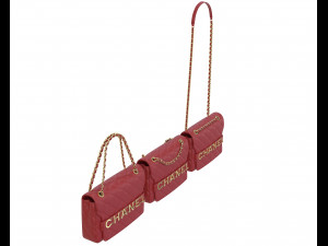 Front Logo Flap Bag Red 3D मॉडल