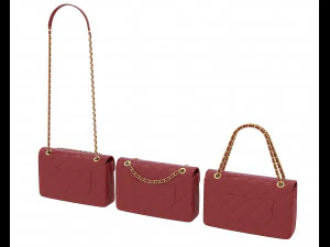 Front Logo Flap Bag Red 3D Model