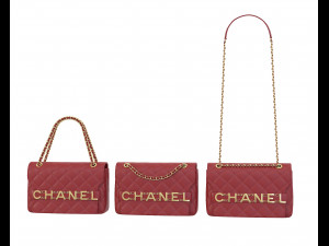 Front Logo Flap Bag Red 3D मॉडल
