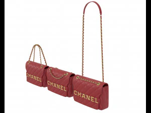 Front Logo Flap Bag Red 3D Model