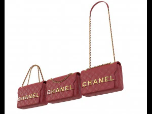 Front Logo Flap Bag Red 3D Model