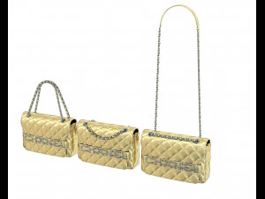 Front Logo Flap Bag Gold 3D Model