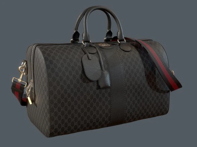 Ophidia GG Black medium travel duffle bag 3D Model .c4d .max .obj .3ds .fbx .stl .blend 