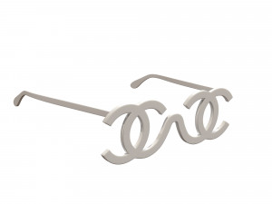 White CC Logo Futuristic Sunglasses 1994 3D Model