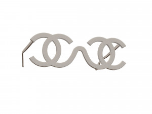 White CC Logo Futuristic Sunglasses 1994 Modello 3D