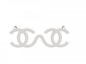 White CC Logo Futuristic Sunglasses 1994 Modello 3D