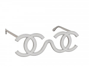 White CC Logo Futuristic Sunglasses 1994 Modello 3D