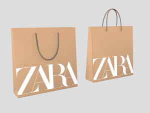 Zara Gift Packaging Paper Bags 3D Model