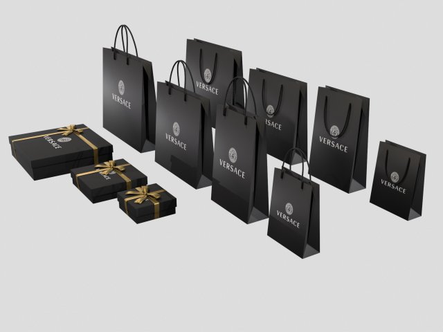 Download Versace Gift Packaging Boxes and Paper Bags 3D Model