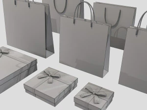 Gift Packaging Boxes and Paper Bags 3D Model
