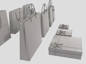 Gift Packaging Boxes and Paper Bags 3D Model