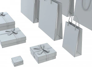 Gift Packaging Boxes and Paper Bags 3D Model