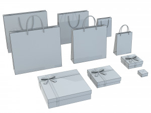 Gift Packaging Boxes and Paper Bags 3D 模型