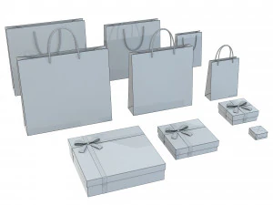Gift Packaging Boxes and Paper Bags 3D Model