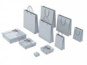 Gift Packaging Boxes and Paper Bags 3D Model