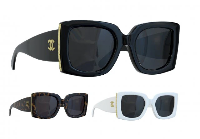 Rectangle Sunglasses Acerate 3D Model .c4d .max .obj .3ds .fbx .stl .blend 