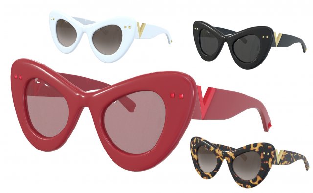 Cat-eye bold acetate frame VLogo Signature Sunglasses 3D Модель .c4d .max .obj .3ds .fbx .stl .blend