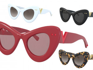 Cat-eye bold acetate frame VLogo Signature Sunglasses 3D Model