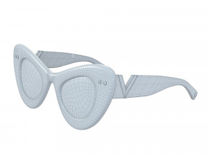 Cat-eye bold acetate frame VLogo Signature Sunglasses 3D Модель