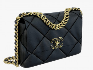 19 Bag Black Leather Modello 3D