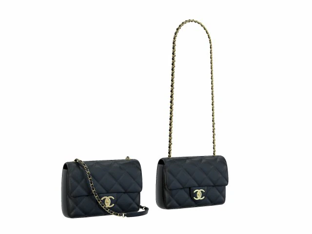 Bag Small Flap Black 3D Model .c4d .max .obj .3ds .fbx .stl .blend 