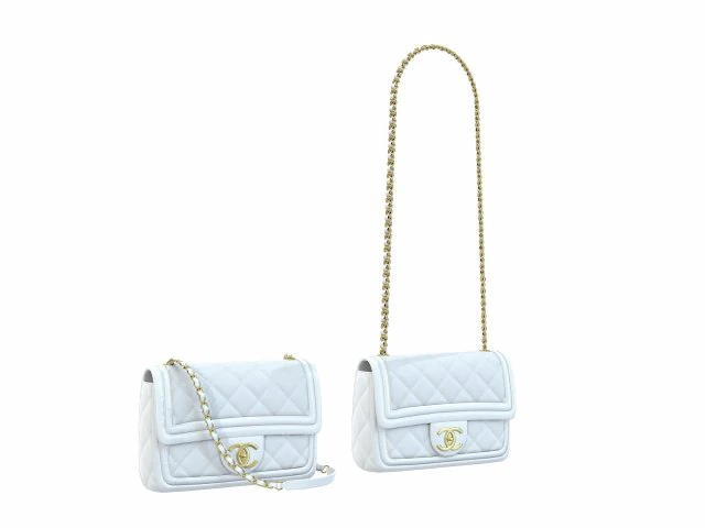 Bag Small Flap White 3D Model .c4d .max .obj .3ds .fbx .stl .blend 